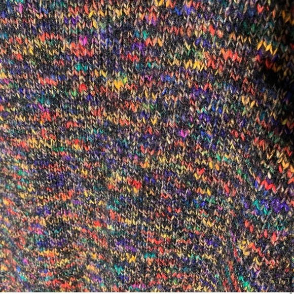 Vintage Black Rainbow Multicolour Knit Pullover Half Button Up Sweater L - Picture 11 of 14